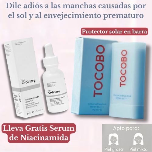 Bloqueador solar en barra Tocobo 19 Gr | Protege tu piel de envejecer antes de tiempo🎁Serum facial de Niacinamida 30Ml