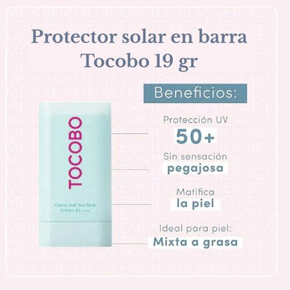 Bloqueador solar en barra Tocobo 19 Gr | Protege tu piel de envejecer antes de tiempo🎁Serum facial de Niacinamida 30Ml