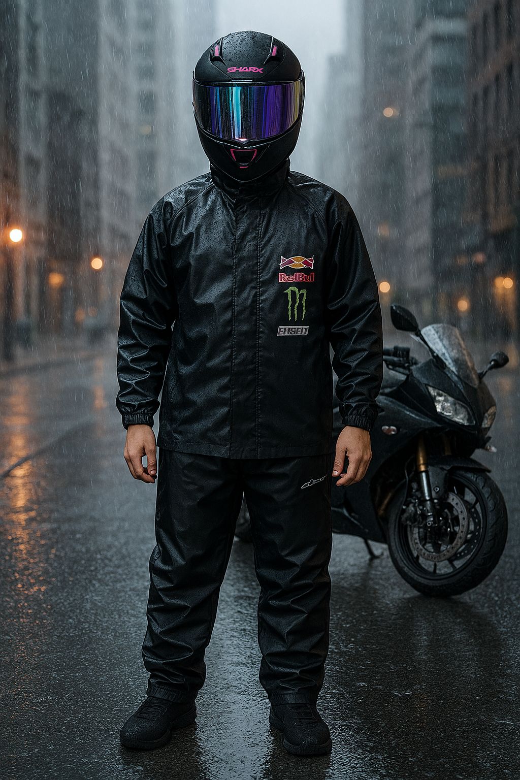 Impermeable Premium Monster/ iicon tipo Colmena | Incluye chaqueta con capota ajustable y pantalón con doble refuerzo en los muslos