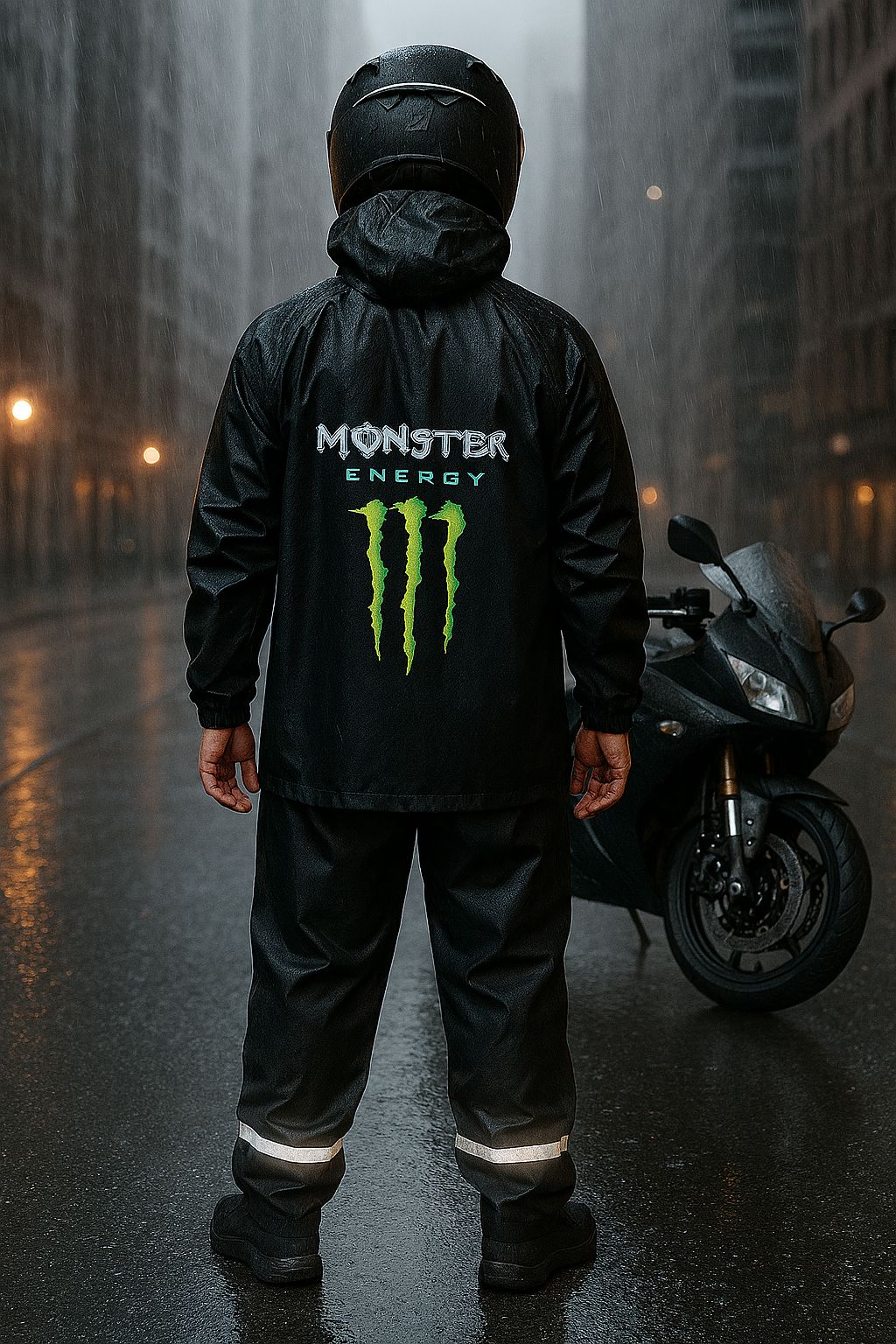 Impermeable Premium Monster/ iicon tipo Colmena | Incluye chaqueta con capota ajustable y pantalón con doble refuerzo en los muslos
