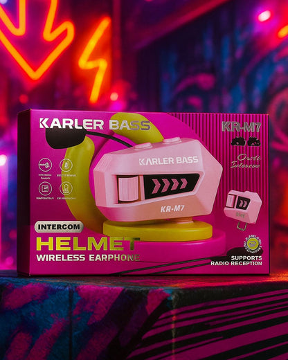 Intercomunicador Bluetooth para casco moto | Karler Bass KR-M7 | Color Rosa - Resistente al agua 🎁Llévalo hoy con 30% DCTO
