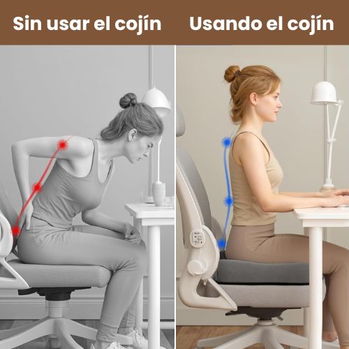 Cojín con Tecnología Ortopédica de espuma Viscoelástica Avanzada – Corrige tu Postura y Libérate del Dolor Lumbar