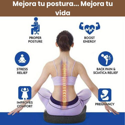 Cojín con Tecnología Ortopédica de espuma Viscoelástica Avanzada – Corrige tu Postura y Libérate del Dolor Lumbar