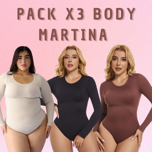 Nueva colección |Pack 3 Bodys Martina manga larga Compresión efecto Lipo | Disponible en todas las tallas🎁 Ahorra más de $100.000
