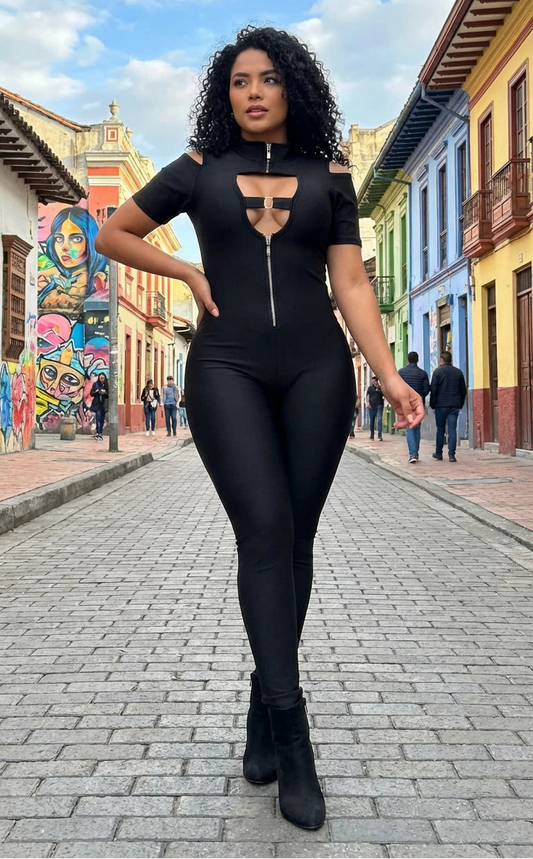 Enterizo seductor Ajustado con cierre frontal y abertura en la espalda – Define tu cintura y levanta la cola